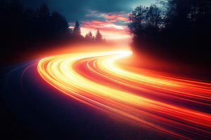 Bright trails of light curve around, a Photo by Tanuart