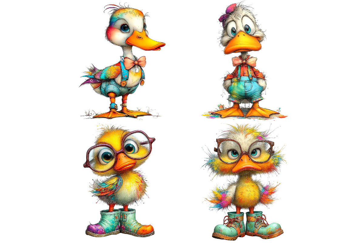 Quirky Duck Watercolor Clipart, an Illustration by DreamPrint404 (Photo 3 of 7)
