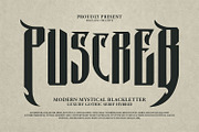 Puscreb Modern Mystical Blackletter, a Blackletter Font by Maulana Creative (Thumbnail 1 of 7)