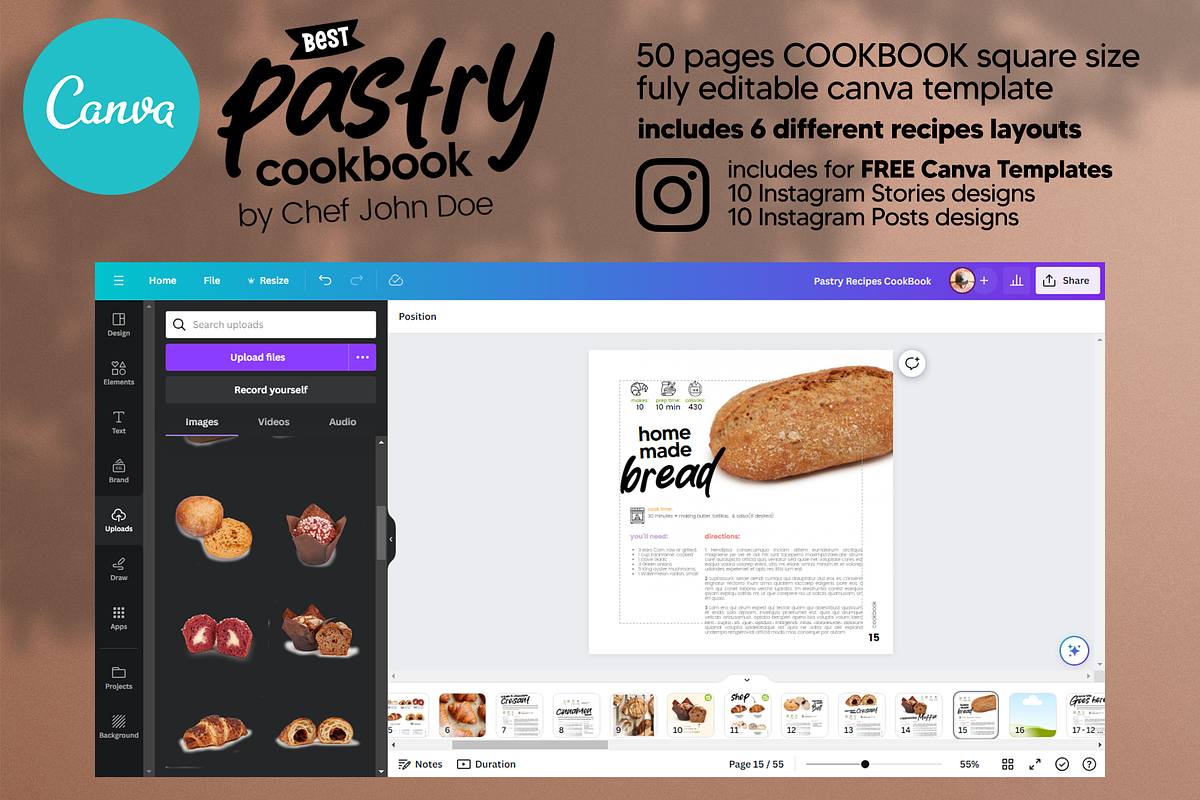 Canva Square Pastry Recipes Cookbook, a Magazine Template by DeLaGranSiete (Photo 10 of 12)