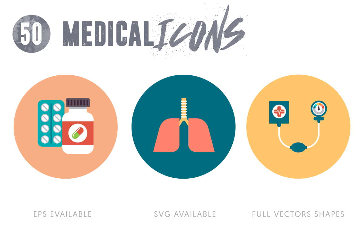 50 Medical Flat Icons, an Outline Icon by Dighital (Photo 2 of 6)