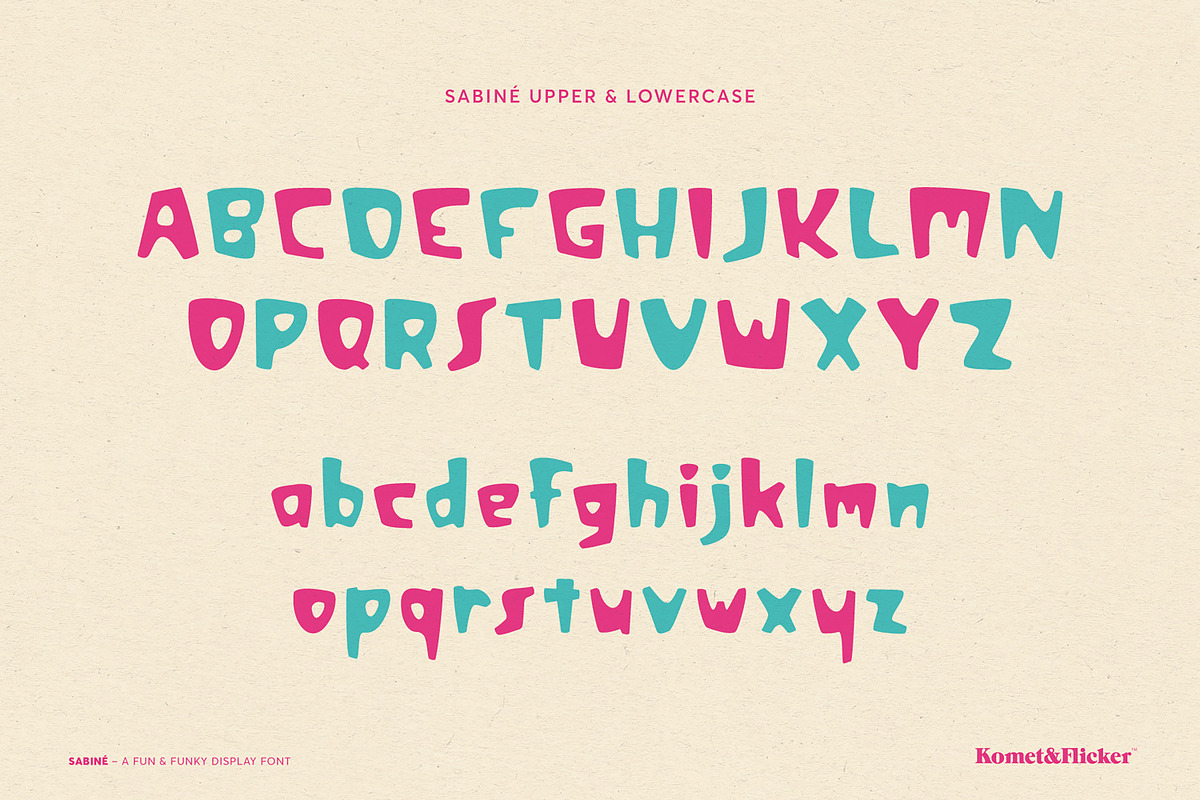 Sabiné - A Fun & Funky Display Font, a Sans Serif Font by Komet & Flicker (Photo 2 of 12)