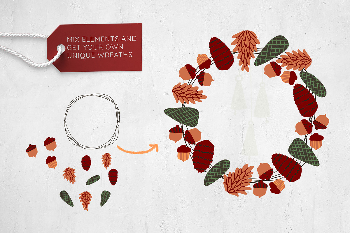 Christmas Wreath Creator, a Seasonal Illustration by Elliko shop (Photo 4 of 10)