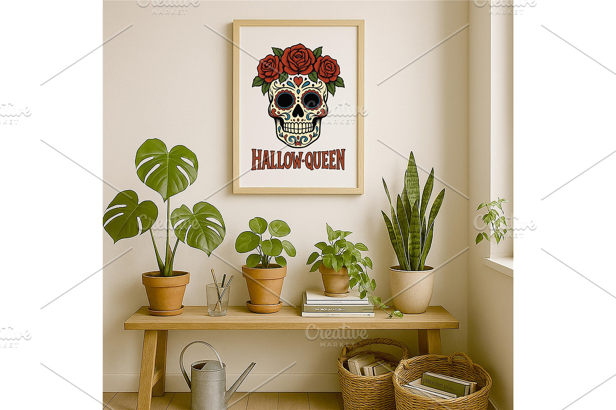 Hallow-Queen Sugar Skull Wall Art, a Background Graphic by LaseredNinja (Photo 5 of 7)
