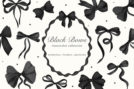 Black Bows Ribbon Watercolor Clipart, a Decorative Illustration by Ooh Lily