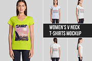 Women's V Neck T-Shirts Mockup, a Shirt Mockup by Mock-up Store (Thumbnail 1 of 5)