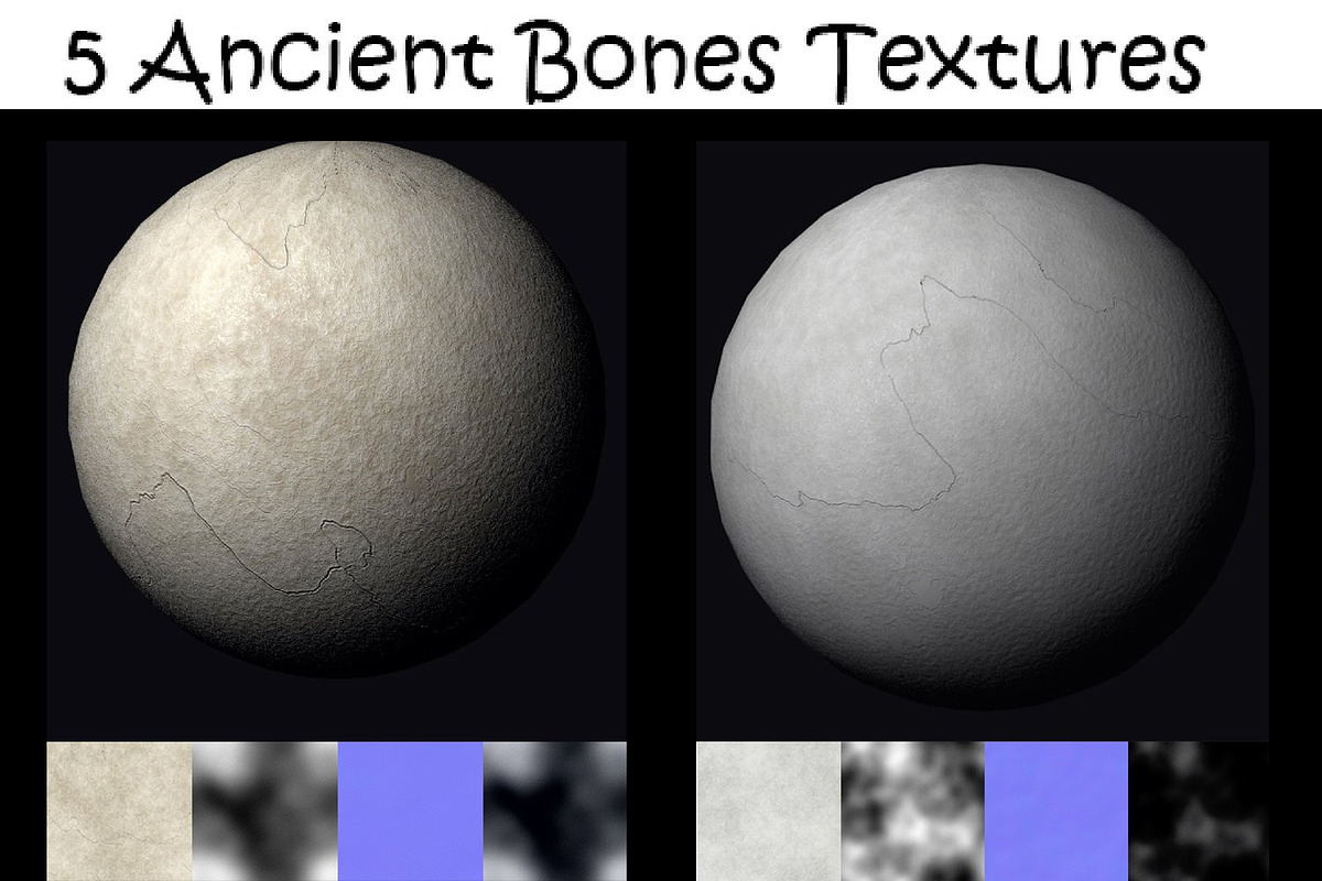 5 Ancient Bones Tileable Textures, a Textures & Material 3D Model by Kseniya-Omega (Photo 1 of 3)
