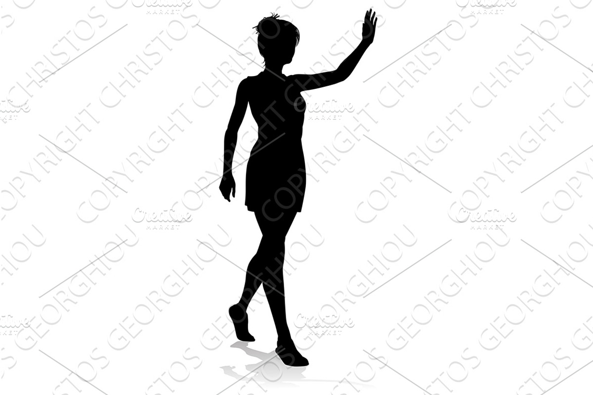 Woman Walking and Waving Silhouette, a Person Illustration by Christos Georghiou