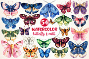 Watercolor Butterfly Clipart PNG, an Illustration by Dream Creation (Thumbnail 1 of 6)