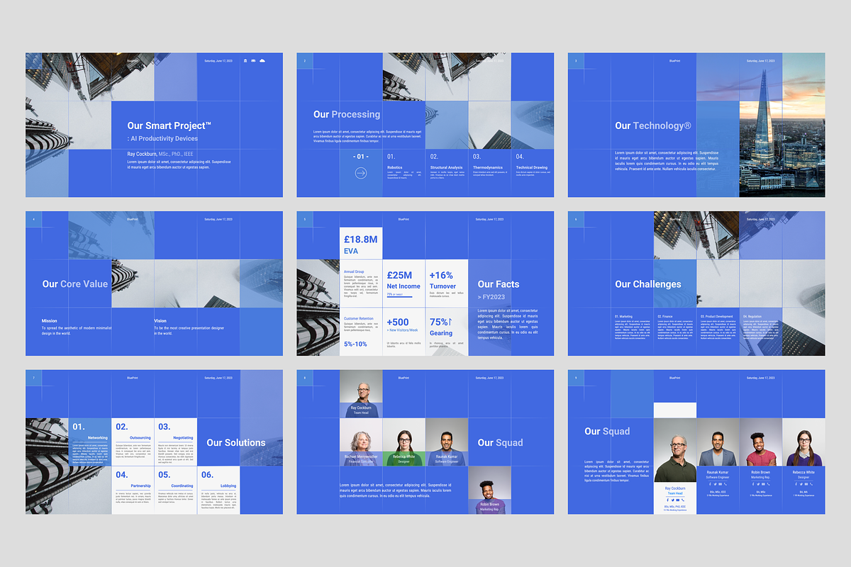 BluePrint x PowerPoint Template, a Presentation Template by Millstone