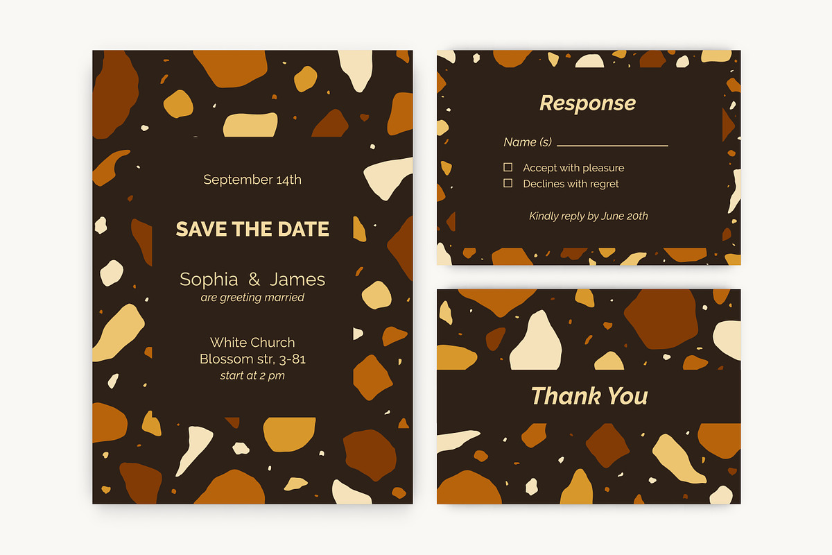 Terrazzo Wedding invitation cards, a Texture Illustration by Good Studio (Photo 1 of 3)