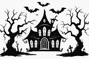 Haunted Halloween Silhouette Set, an Illustration by Creativeshirt (Thumbnail 8 of 9)