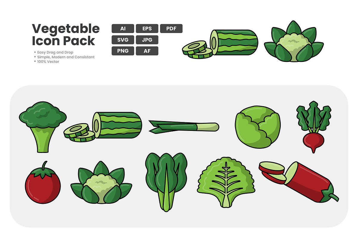 Vegetable Icon Pack, a Duotone Icon by erifqizeicon (Photo 1 of 3)