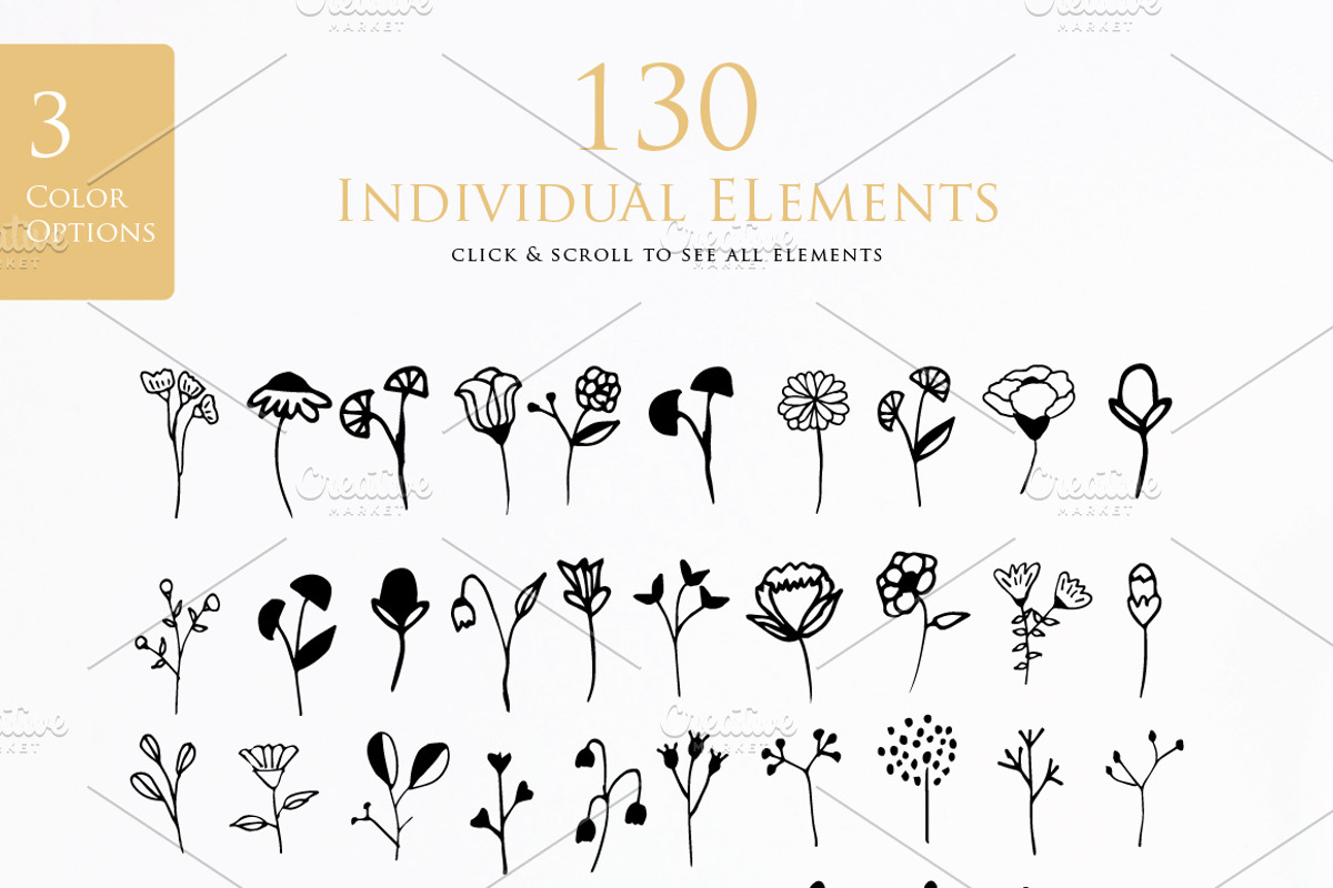 Hand Drawn Floral Elements, a Graphic by wulano (Photo 2 of 8)