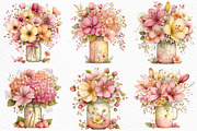 Watercolor Spring Mason Jar Clipart, an Illustration by Craft Nest (Thumbnail 5 of 12)