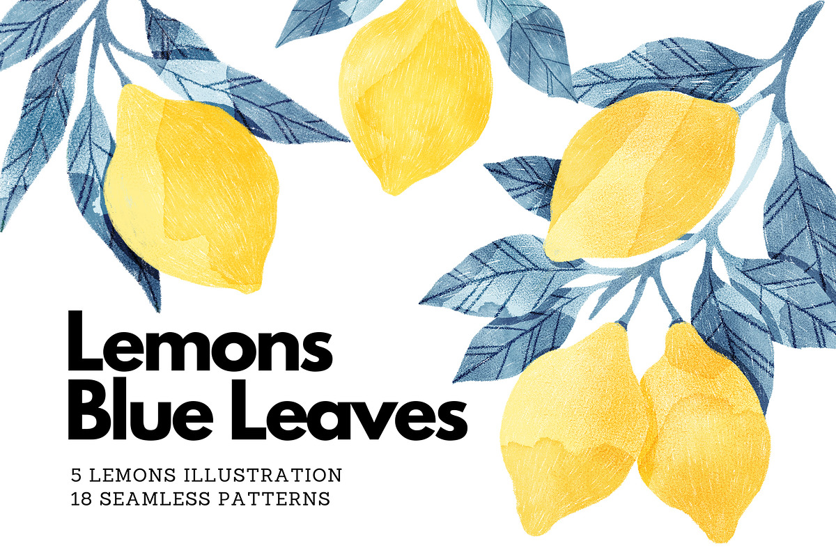 Lemons Blue Leaves, a Food Illustration by Helga Wigandt (Photo 1 of 8)
