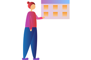 Vector Woman Planning Schedule Flat