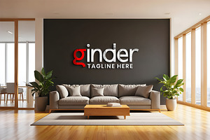 Modern Office Wall Logo Mockup