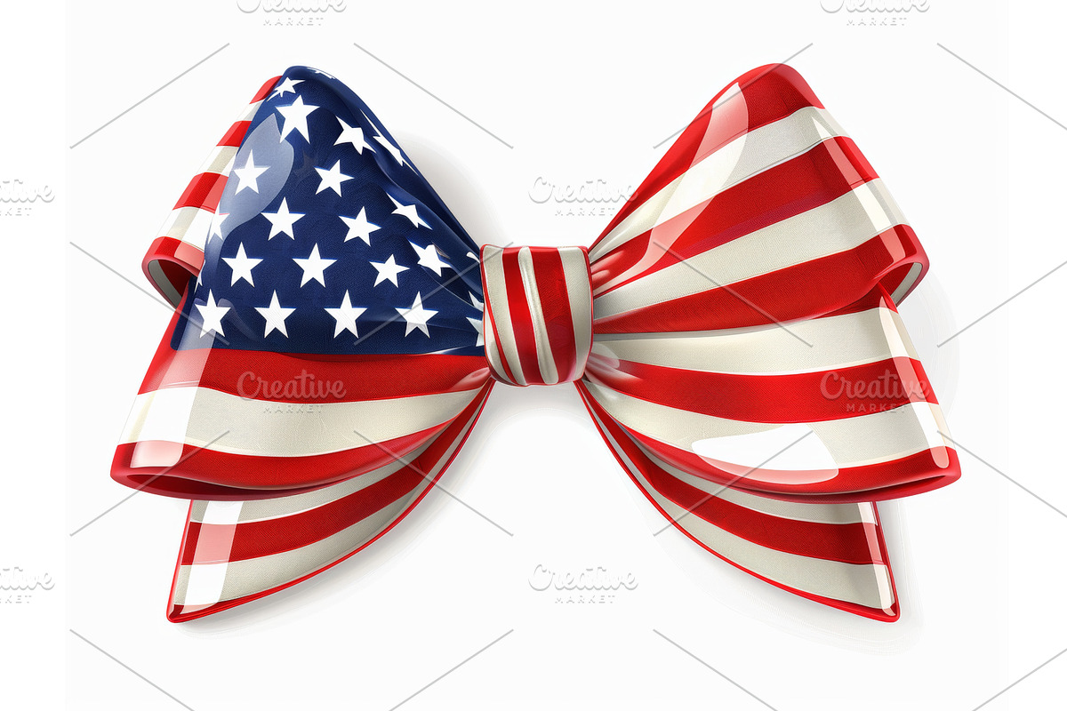 Patriotic American Flag Bow - Red, an Illustration by tilialucida