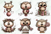 Watercolor Christmas Owls Clipart, an Illustration by Creative Art (Thumbnail 3 of 10)