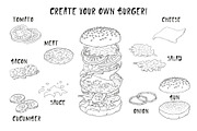 Big Burger Doodle set, a Food Illustration by WINS Doodle shop (Thumbnail 6 of 8)