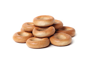Bread rings isolated, a Photo by saiko3p