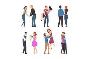 Happy Couples in Love Embrace and, a Person Illustration by TopVectors