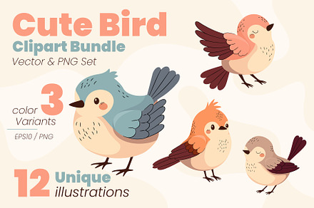 Bird Clipart Bundle - Vector & PNG