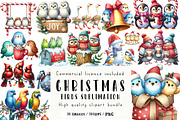 Christmas Birds Sublimation Clipart, an Illustration by CreationArt (Thumbnail 1 of 5)