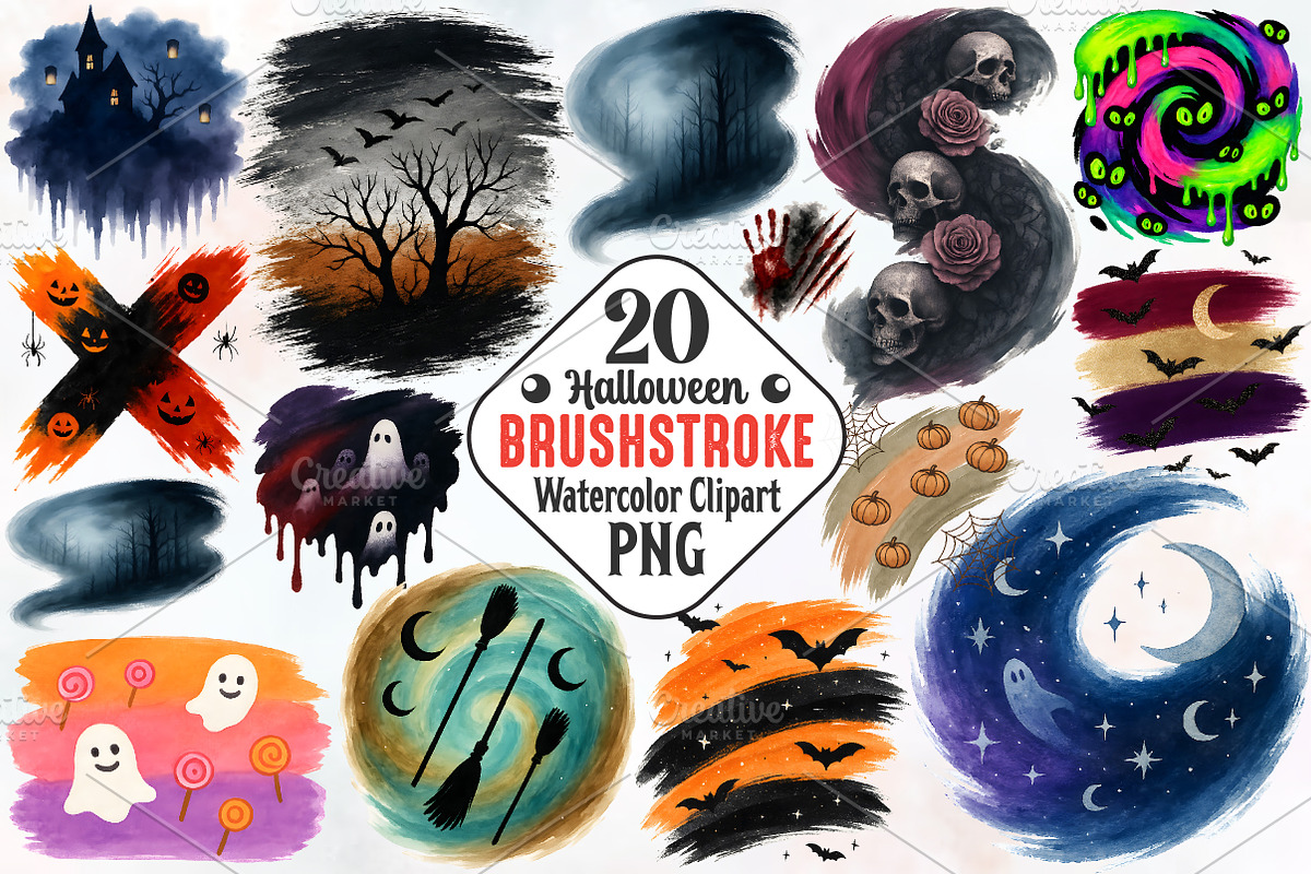 Brushstroke Halloween PNG Clipart, an Illustration by RobertsArt (Photo 1 of 8)