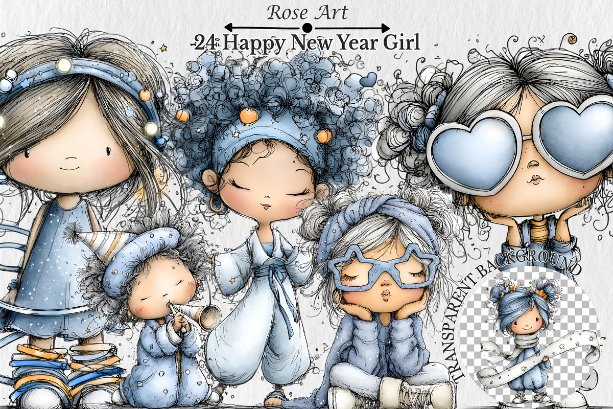 Happy New Year Girl Clipart, an Illustration by Rose Art (Photo 1 of 7)