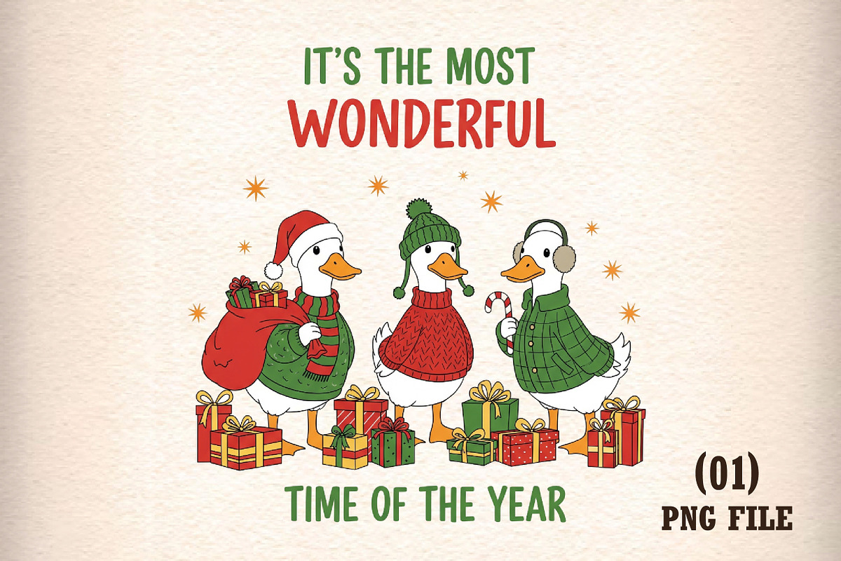 Christmas Goose Trio Illustration PN, an Illustration by DreamArtGraphic (Photo 1 of 5)