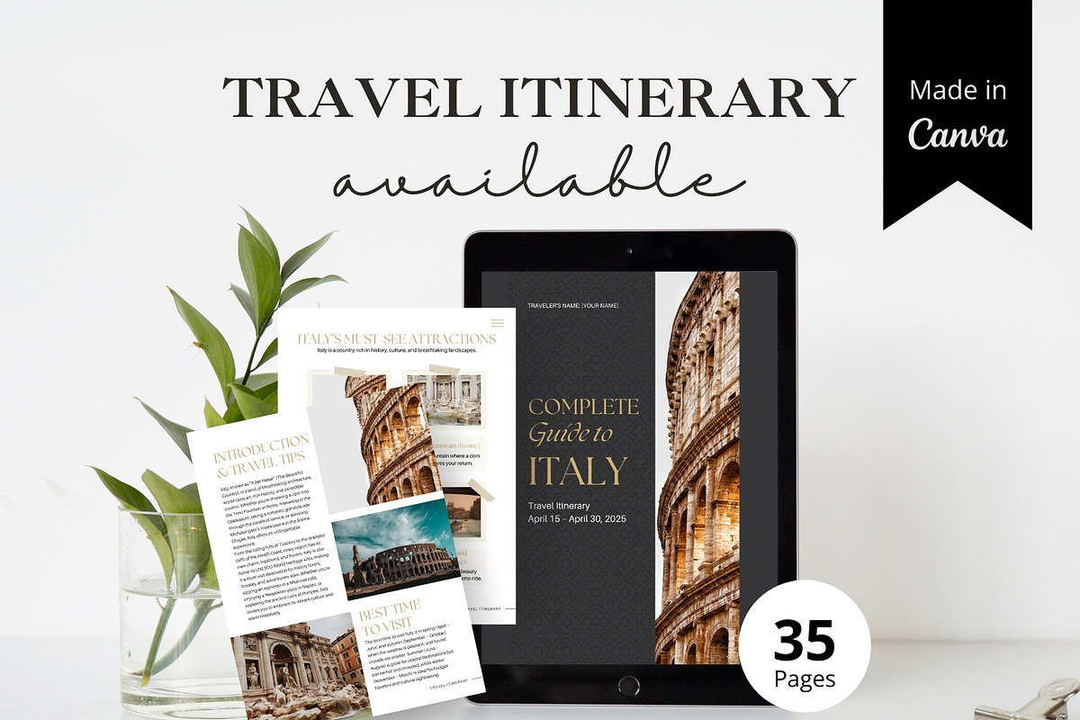 Italy Travel Itinerary Template, a Magazine Template by Pulsecolor (Photo 1 of 9)