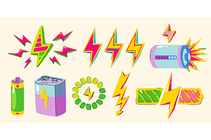 Retro sticker set, energy bar icon, an Object Illustration by art PVP - market