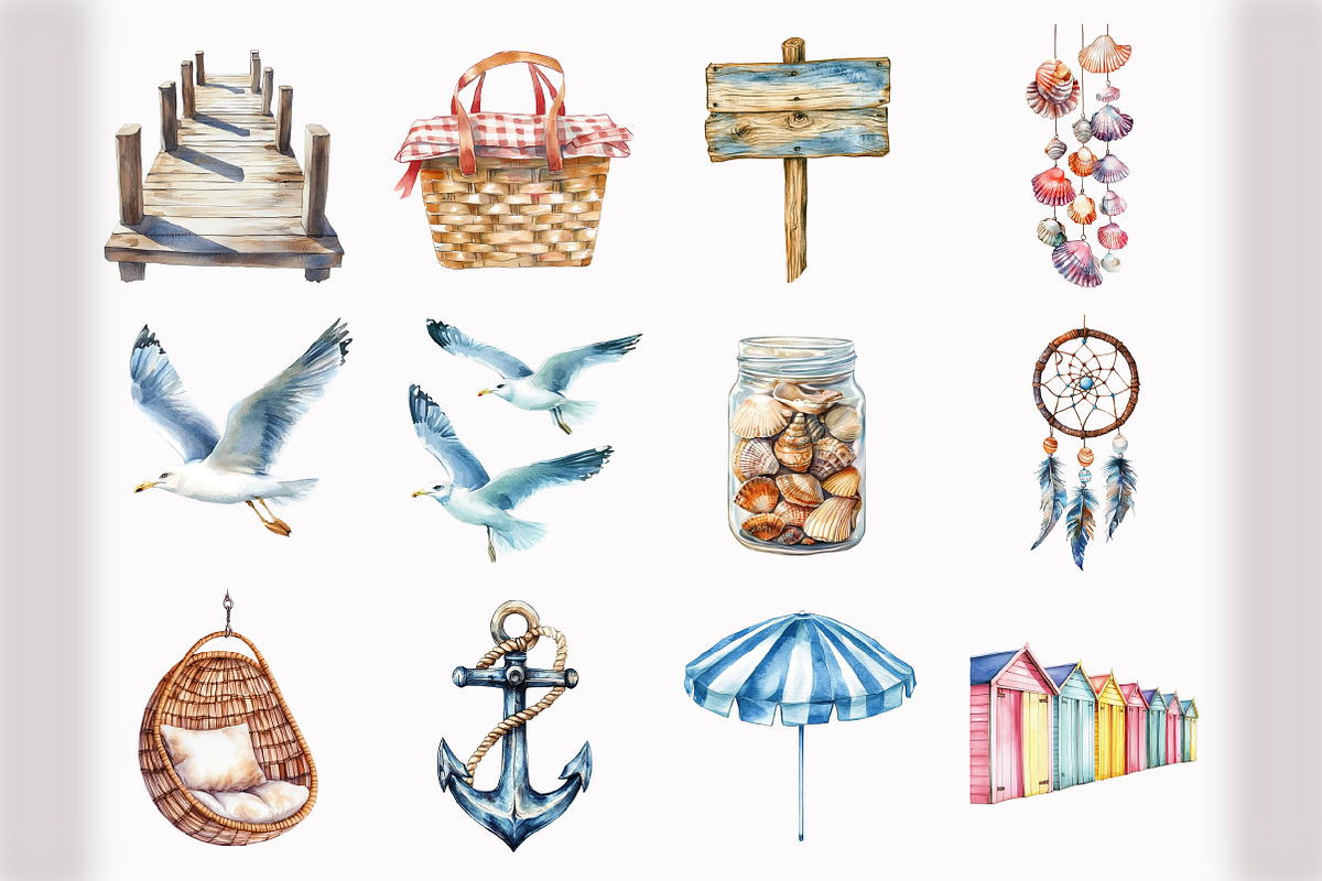 Boho Beach Clipart, an Illustration by Design Market (Photo 4 of 5)
