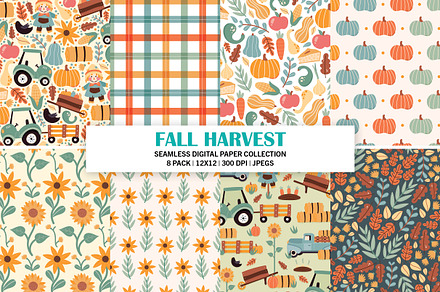 Fall Harvest Seamless Digital Paper, a Pattern Graphic by Alanna Messina Design Co