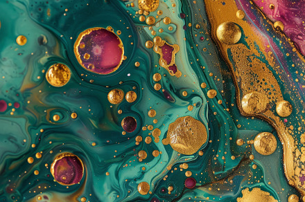 Abstract Liquid Gold and Teal ai, an Abstract Photo by Ocean Digital Art