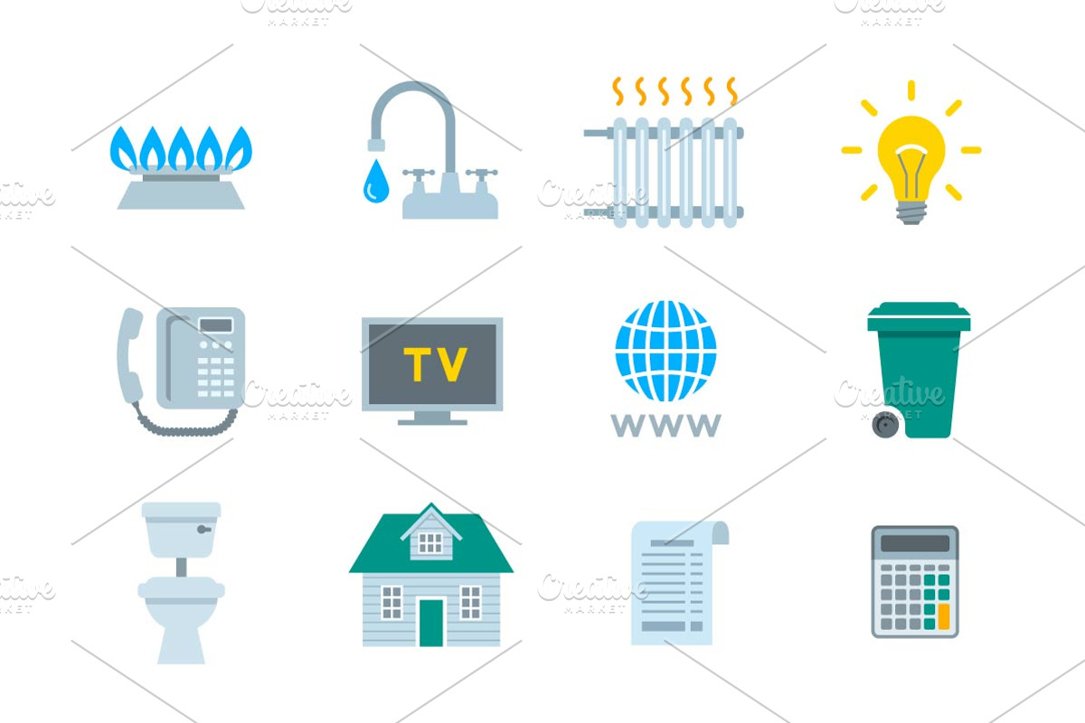 Household Services Utility Icons, a Duotone Icon by Vectorikart