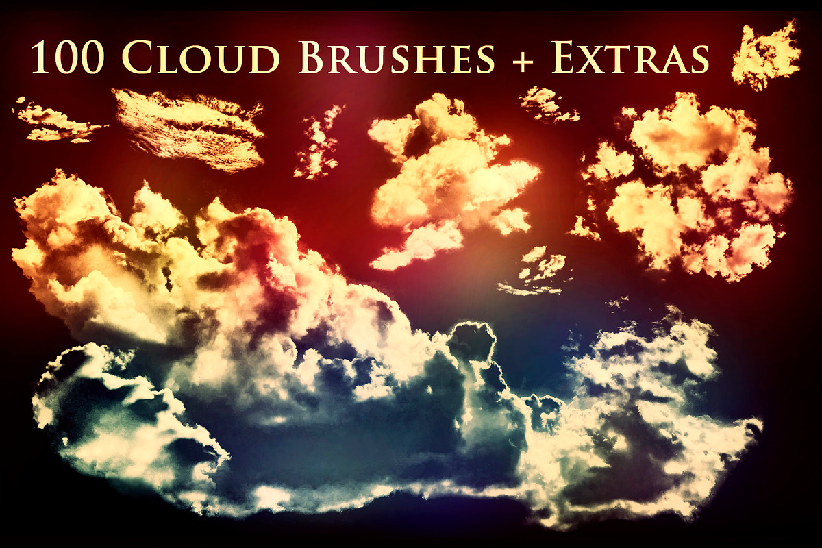 100 Cloud Brushes +Extras, a Brush Add-On by xresch (Photo 1 of 10)