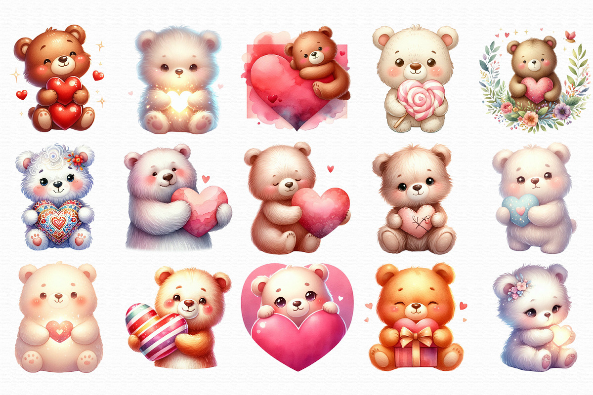 Cute Valentine Bear Holding Heart Cl, a Graphic by Libby Wishes (Photo 2 of 6)