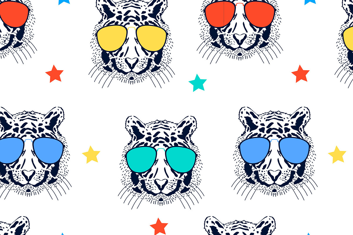Hand drawing tiger seamless pattern, a Pattern Graphic by Black_sun
