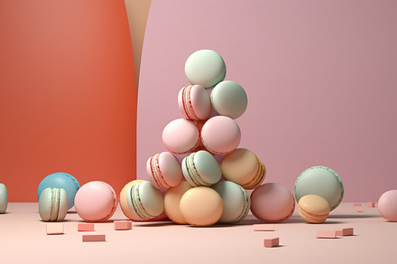 macarons in pastel candy colors, a Food & Drink Photo by Virgo Studio