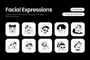 240 Facial Expressions Icons, an Outline Icon by Prosymbols (Thumbnail 1 of 15)