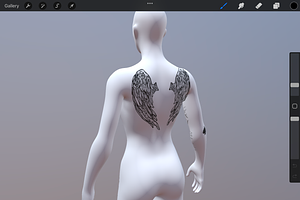 3D Object Female Body Model Tattoo