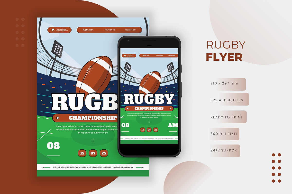 Rugby - Flyer, a Print Template by VUNIRA (Photo 1 of 2)