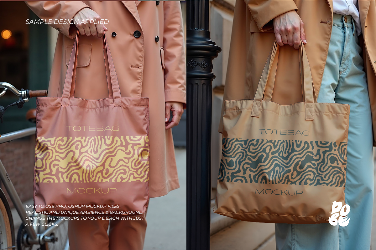 Totebag Street Mockup Set - Vol 3, a Merchandise Mockup by DOBE Studio (Photo 4 of 6)