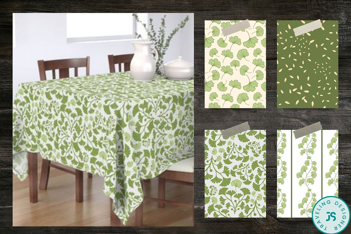 Ginkgo Botanical Seamless Patterns, a Pattern Graphic by Traveling Designer (Photo 5 of 7)
