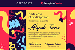 Participation Canva Certificate, a Design Template by TemplateCastleStore