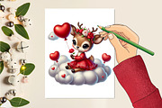 Valentine Cute Reindeer Clipart, a Seasonal Illustration by Craft Nest (Thumbnail 4 of 5)