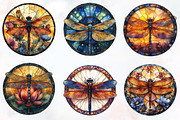 Dragonfly Stained Glass Clipart, an Illustration by RobertsArt (Thumbnail 3 of 7)